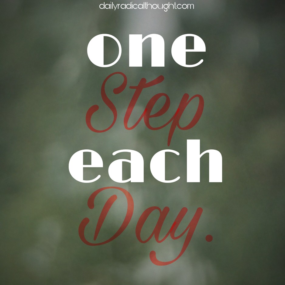 One step each day, one step at a time, go slow, one thing at a time, don't rush, Erin J Bernard, dailyradicalthought.com